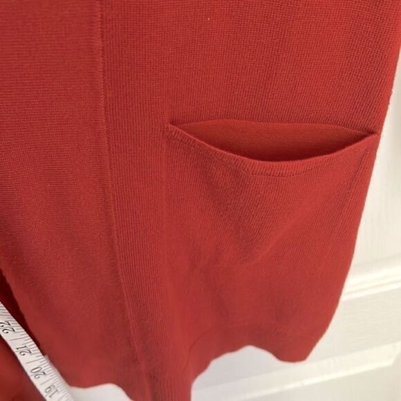 JM Collections Open-Front Button-Cuff Cardigan Sweater burnt red - Picture 5 of 9